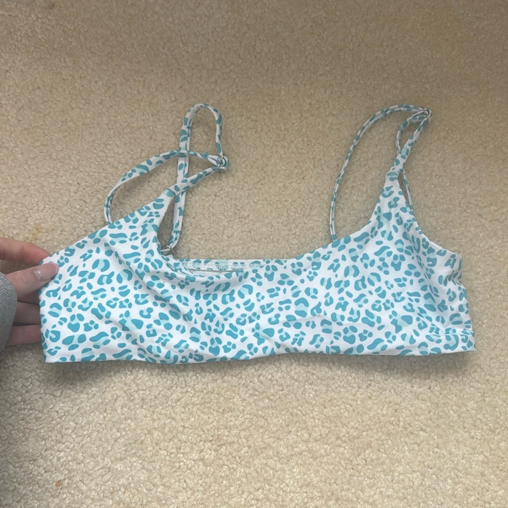 Xtra small blue cheetah swim suit top